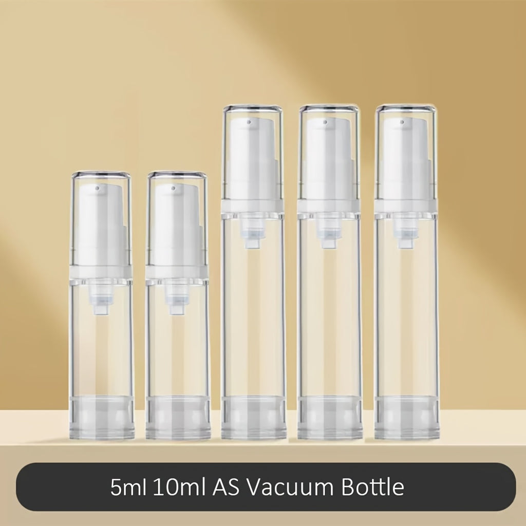 5pcs Transparent Airless Pump Bottles for Lotion and Foundation | Refillable, Leak-Proof, Plastic Travel Containers