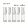 5pcs Transparent Airless Pump Bottles for Lotion and Foundation | Refillable, Leak-Proof, Plastic Travel Containers