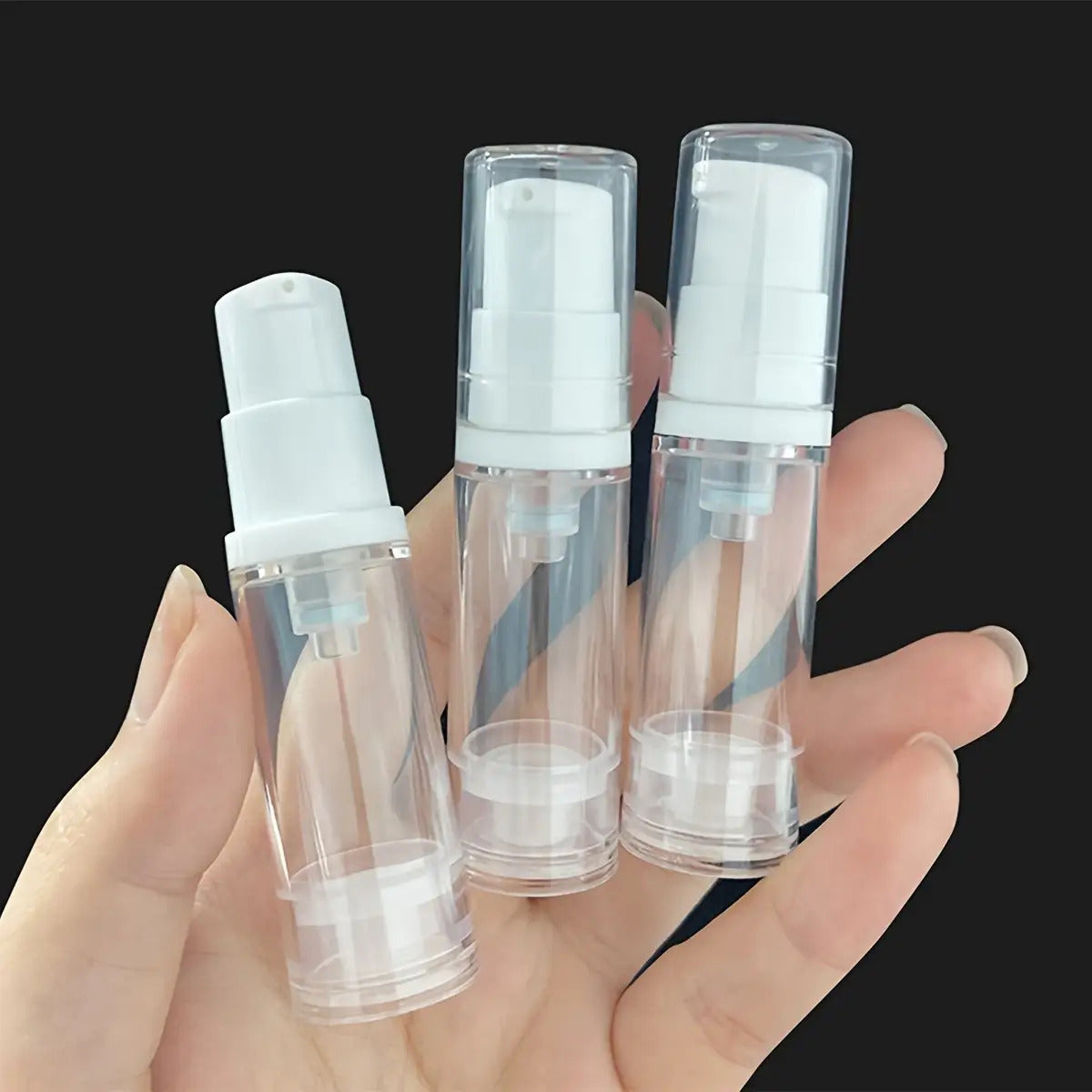 5pcs Transparent Airless Pump Bottles for Lotion and Foundation | Refillable, Leak-Proof, Plastic Travel Containers