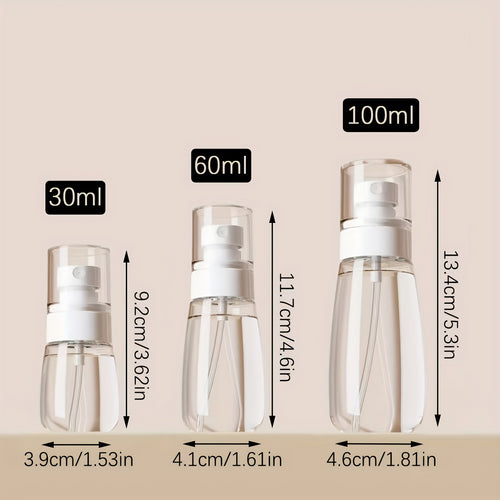 2pcs Set Portable Transparent Spray Bottles for Travel, 1.01/2.03/3.38oz Perfume Atomizer Dispenser Bottles