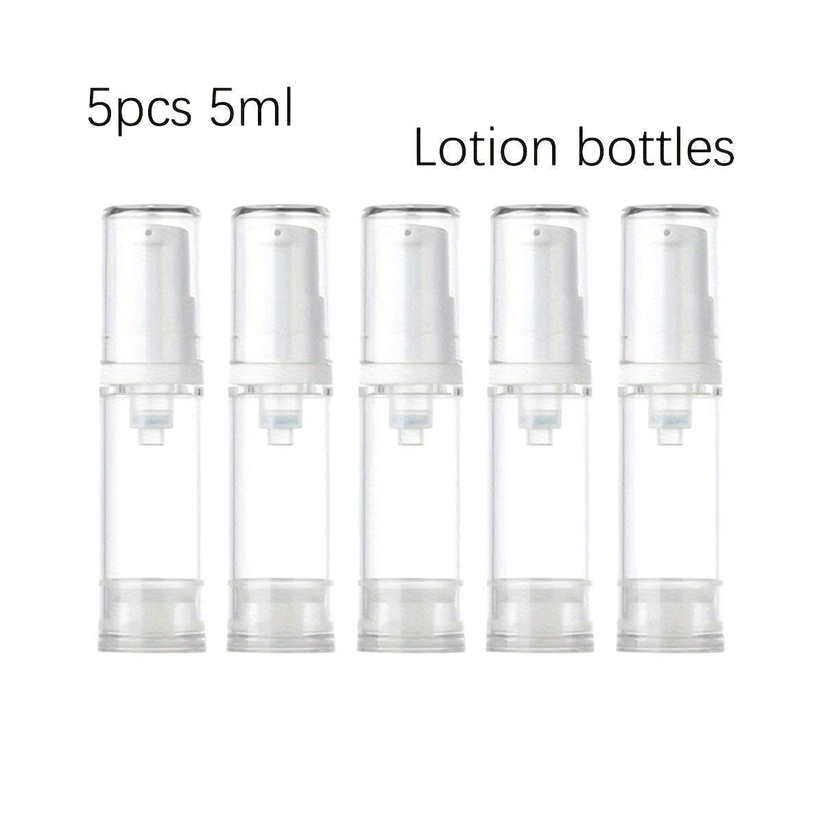 5pcs Transparent Airless Pump Bottles for Lotion and Foundation | Refillable, Leak-Proof, Plastic Travel Containers