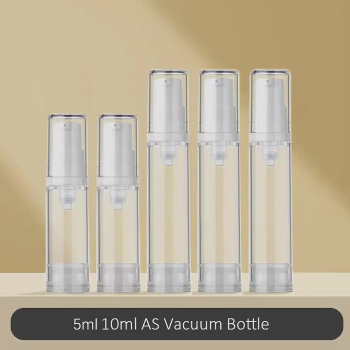5pcs Transparent Airless Pump Bottles for Lotion and Foundation | Refillable, Leak-Proof, Plastic Travel Containers